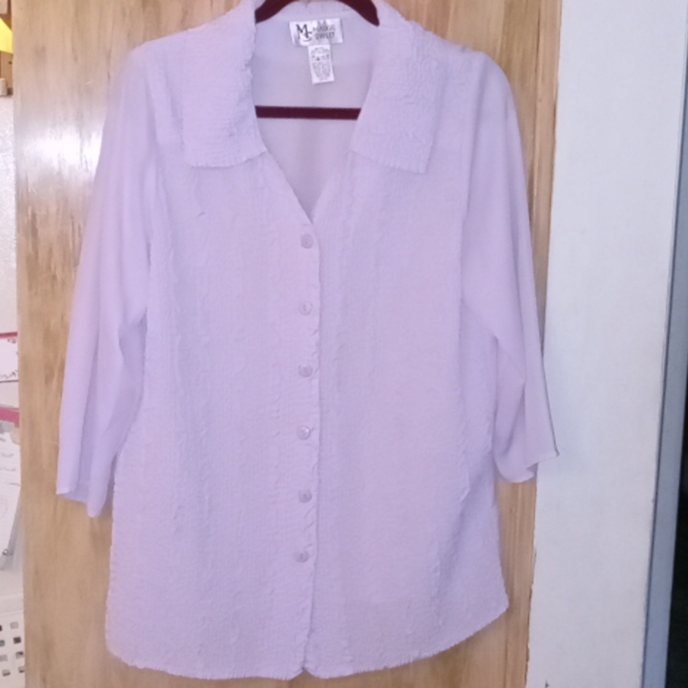 Maggie Sweet Pleated Blouse, Lavender, Sheer, Women's Size Medium, Pre-owned - Picture 2 of 5